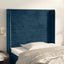 sengegavl med kanter 93x16x118/128 cm fløjl mørkeblå