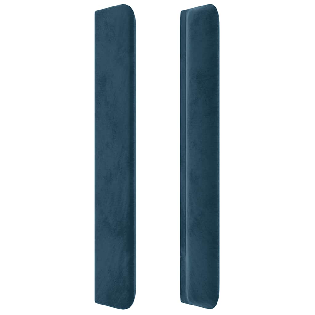 sengegavl med kanter 163x16x118/128 cm fløjl mørkeblå