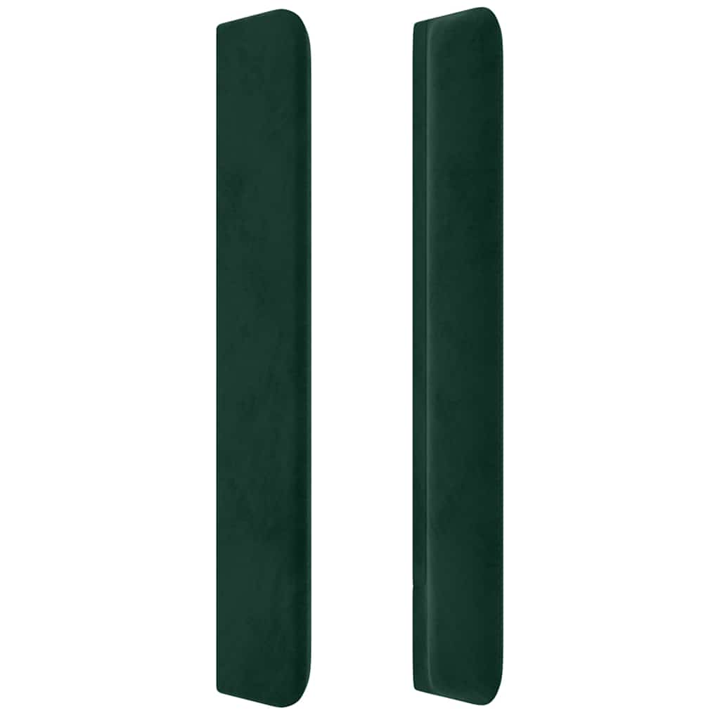 sengegavl med kanter 203x16x118/128 cm fløjl mørkegrøn