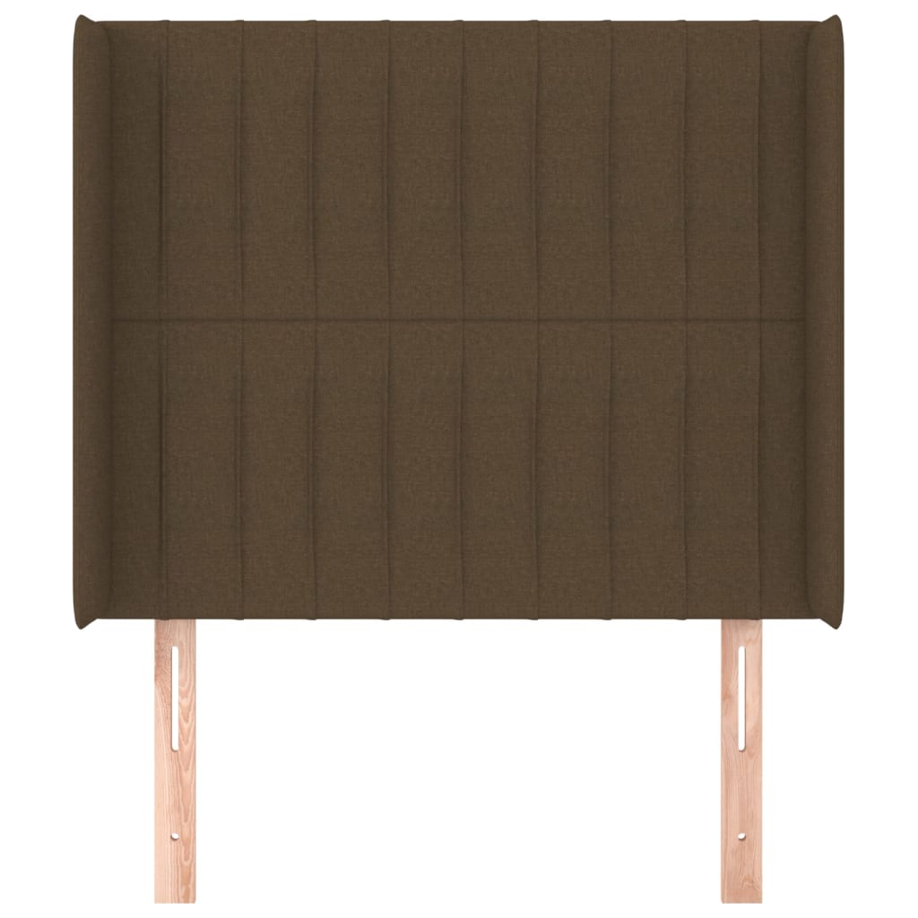 sengegavl med kanter 83x16x118/128 cm stof mørkebrun