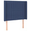 sengegavl med kanter 83x16x118/128 cm stof blå