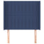 sengegavl med kanter 83x16x118/128 cm stof blå
