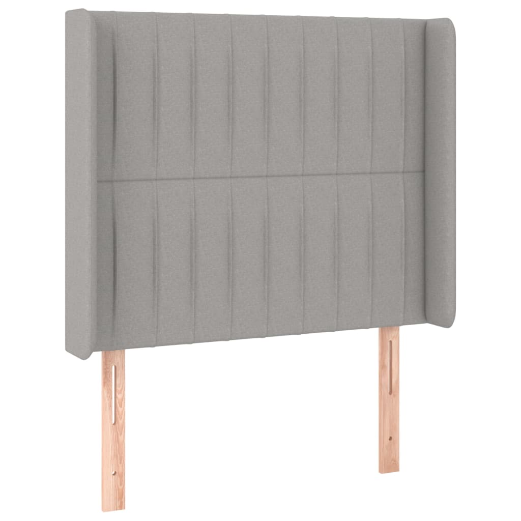 sengegavl med kanter 93x16x118/128 cm stof lysegrå