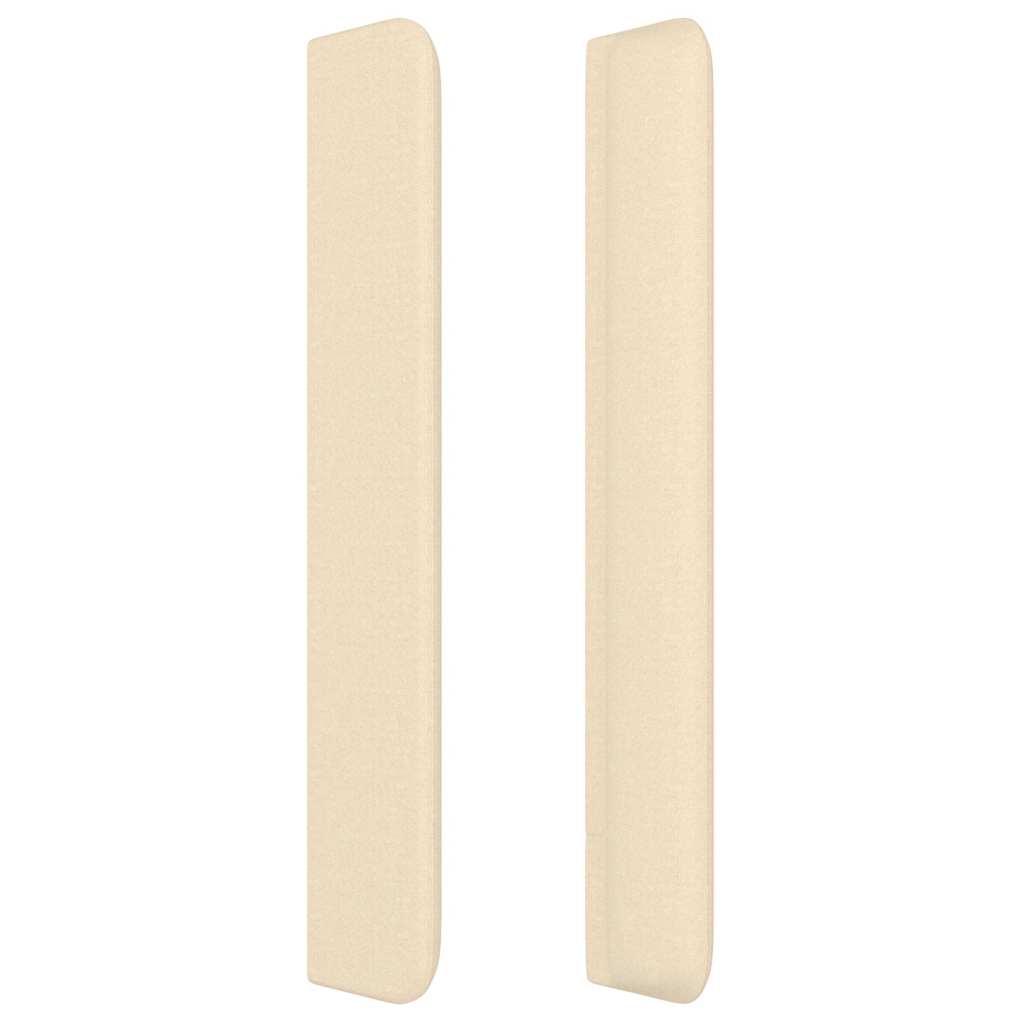 sengegavl med kanter 93x16x118/128 cm stof cremefarvet