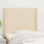 sengegavl med kanter 93x16x118/128 cm stof cremefarvet