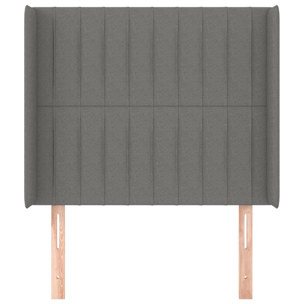 sengegavl med kanter 103x16x118/128 cm stof mørkegrå