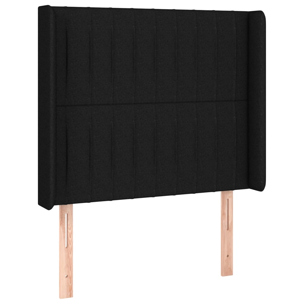 sengegavl med kanter 103x16x118/128 cm stof sort