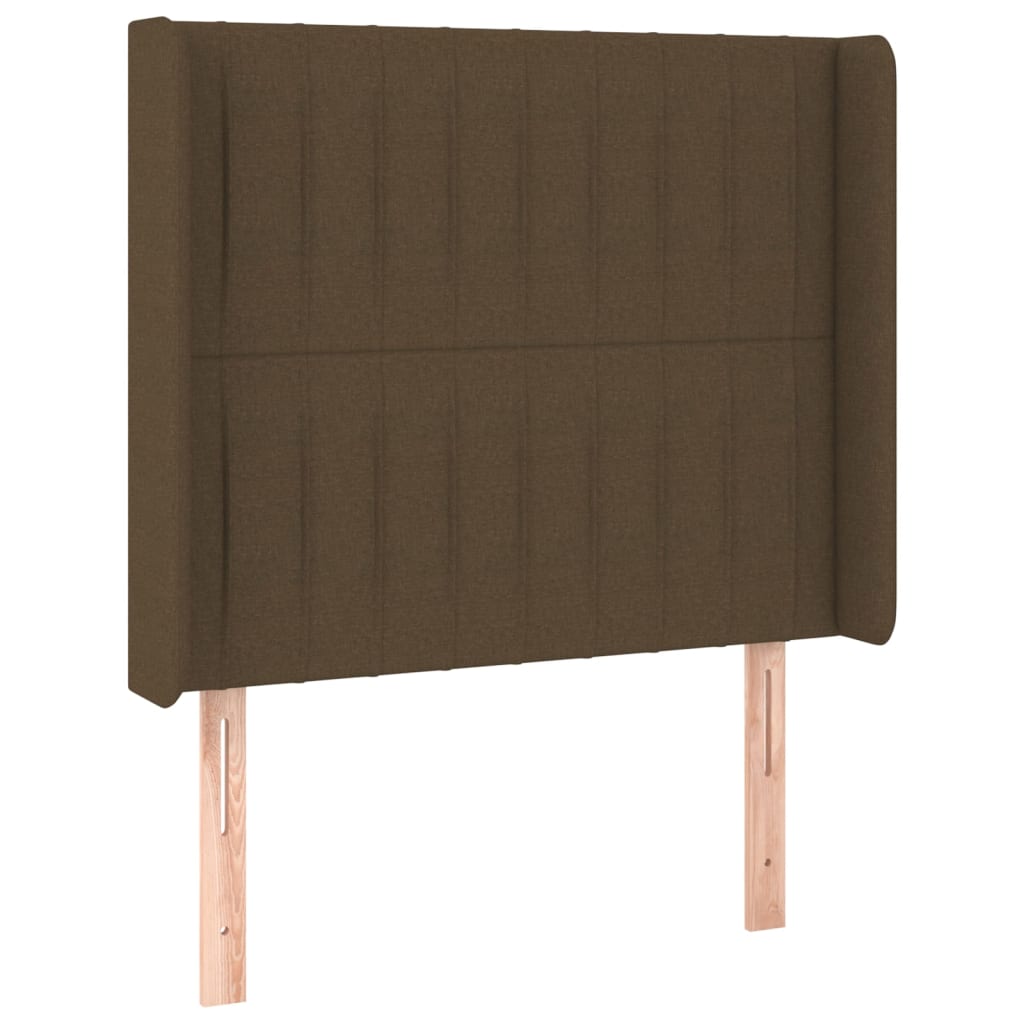 sengegavl med kanter 103x16x118/128 cm stof mørkebrun