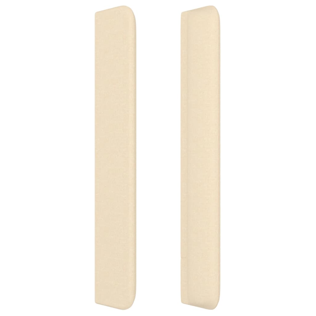 sengegavl med kanter 163x16x118/128 cm stof cremefarvet
