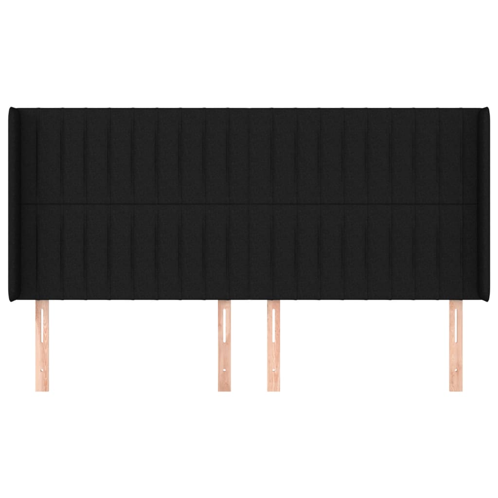 sengegavl med kanter 183x16x118/128 cm stof sort
