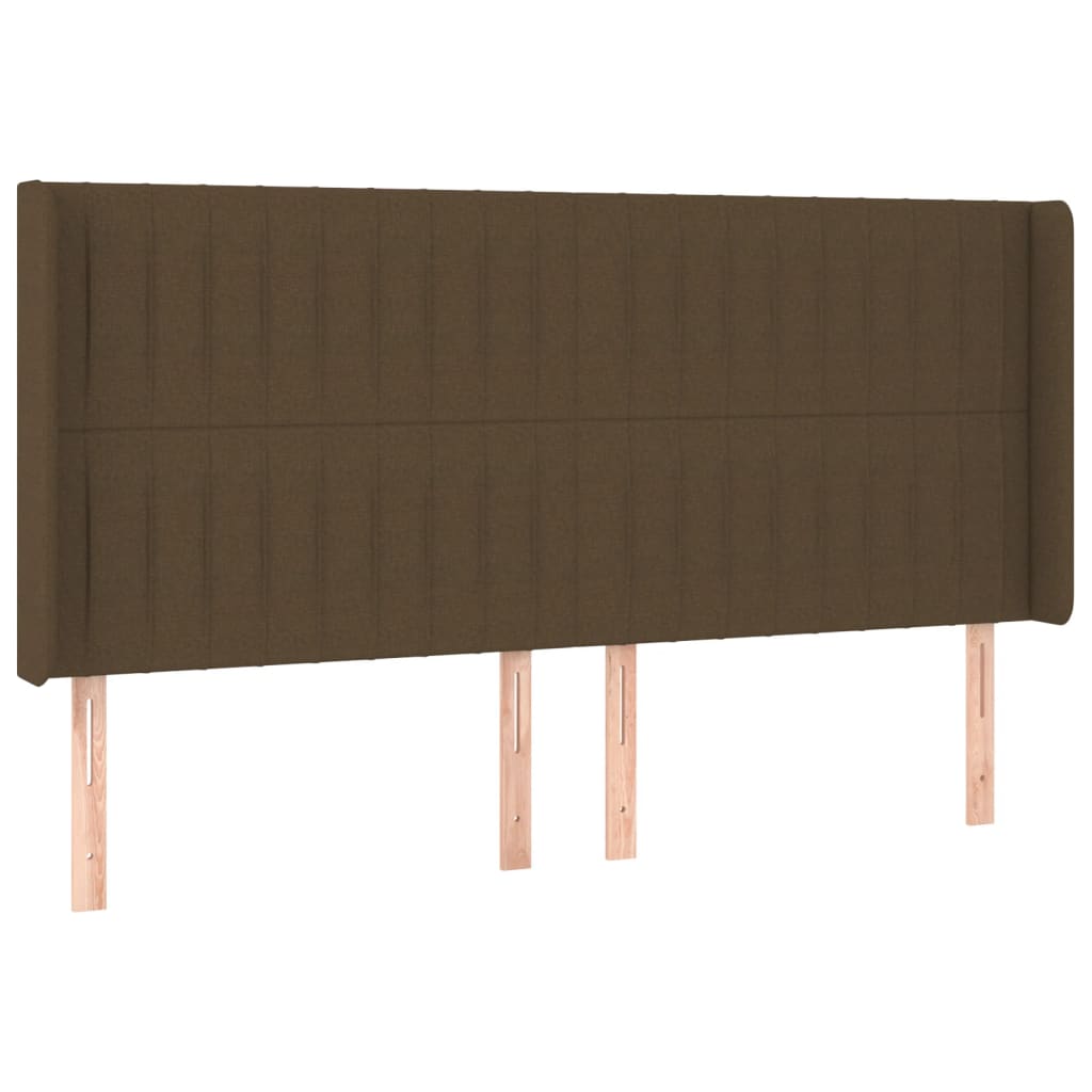 sengegavl med kanter 183x16x118/128 cm stof mørkebrun