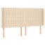 sengegavl med kanter 183x16x118/128 cm stof cremefarvet
