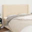 sengegavl med kanter 183x16x118/128 cm stof cremefarvet