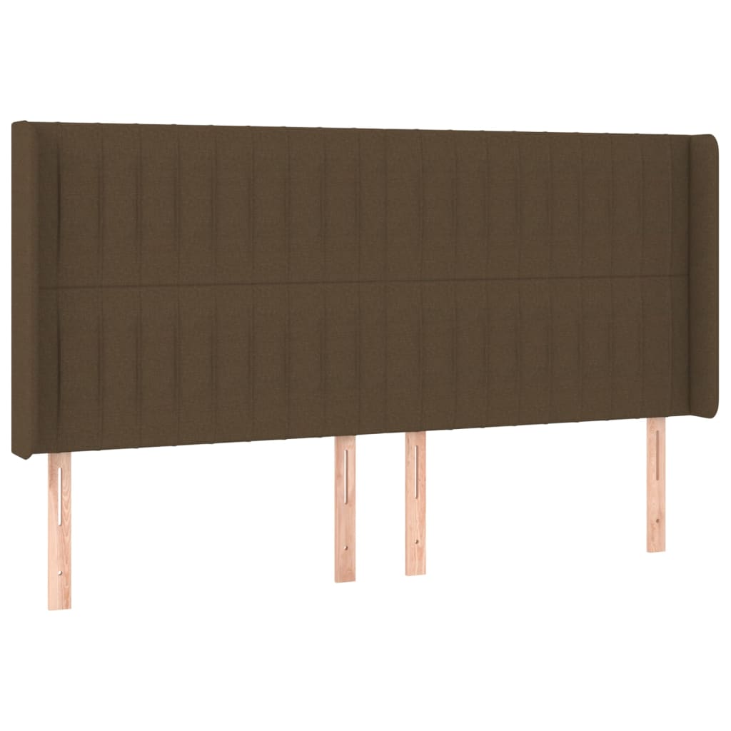 sengegavl med kanter 203x16x118/128 cm stof mørkebrun