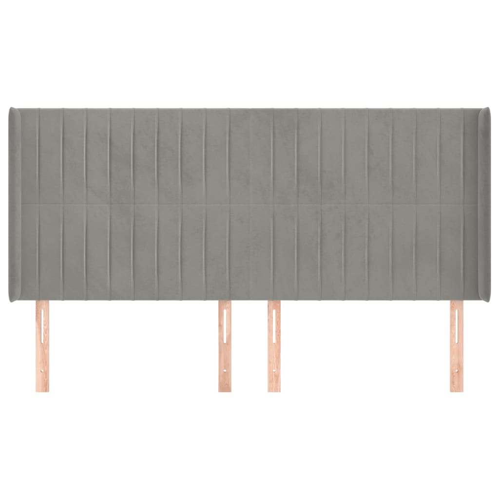 sengegavl med kanter 183x16x118/128 cm fløjl lysegrå
