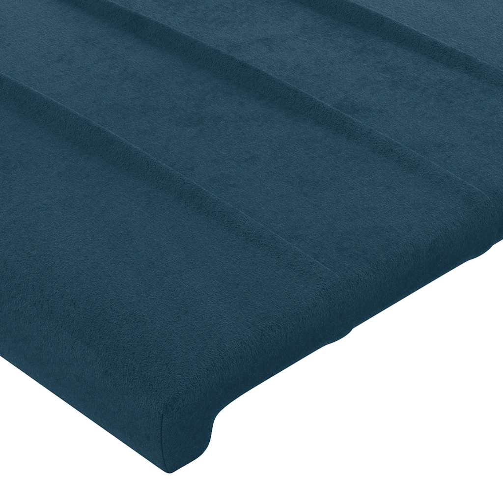 sengegavl med kanter 183x16x118/128 cm fløjl mørkeblå