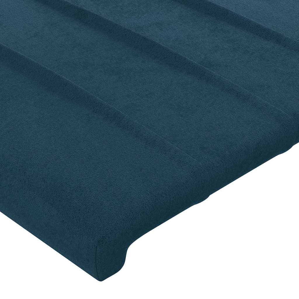 sengegavl med kanter 203x16x118/128 cm fløjl mørkeblå