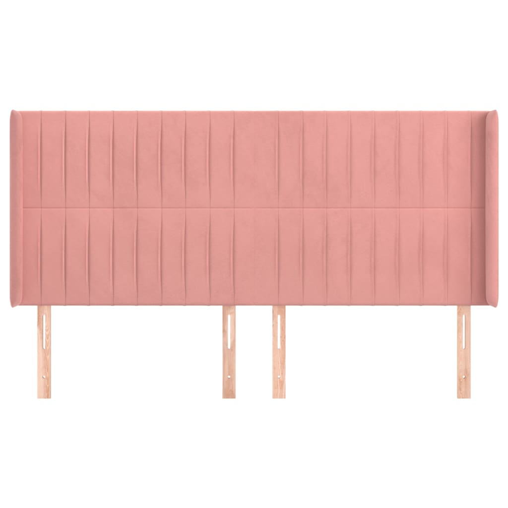 sengegavl med kanter 203x16x118/128 cm fløjl lyserød