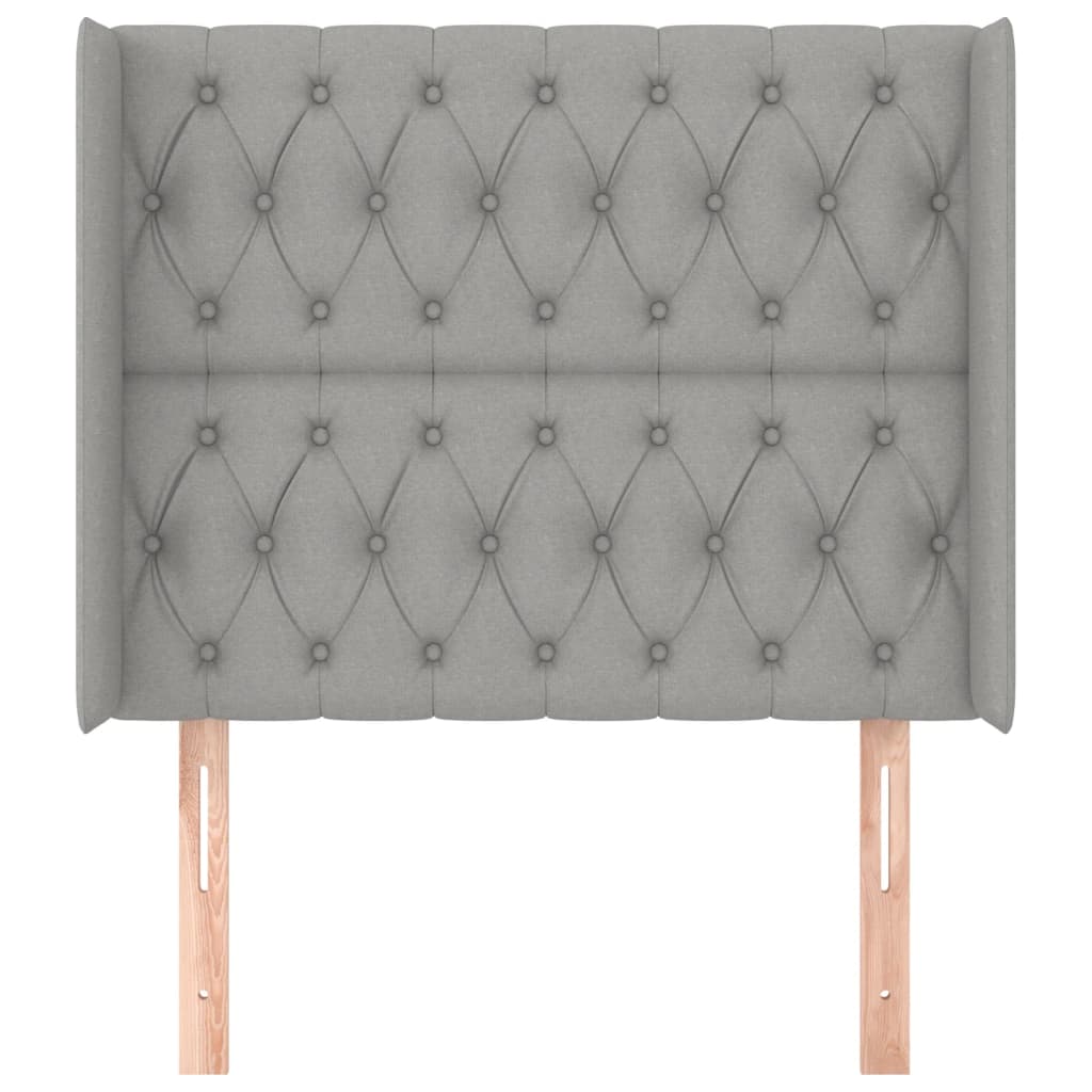 sengegavl med kanter 93x16x118/128 cm stof lysegrå