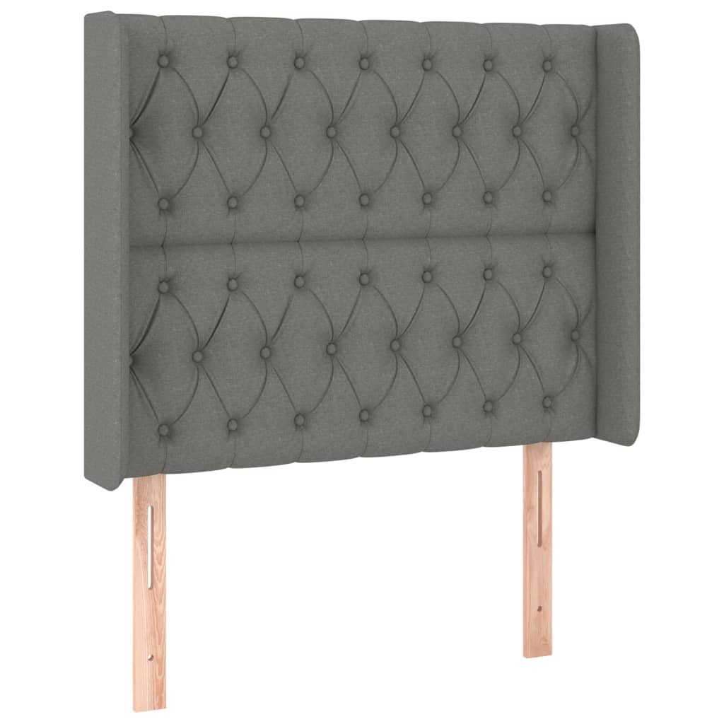 sengegavl med kanter 93x16x118/128 cm stof mørkegrå