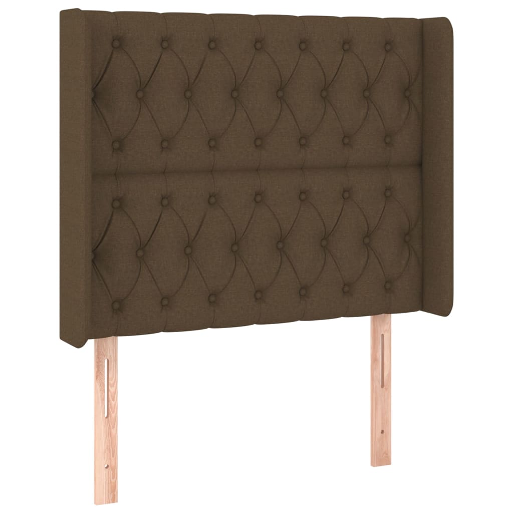 sengegavl med kanter 93x16x118/128 cm stof mørkebrun