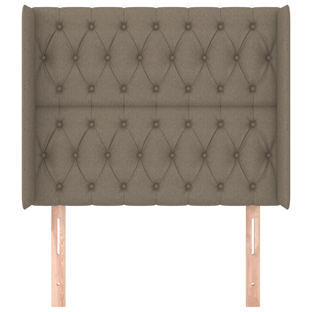 sengegavl med kanter 93x16x118/128 cm stof gråbrun