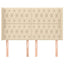 sengegavl med kanter 147x16x118/128 cm stof cremefarvet