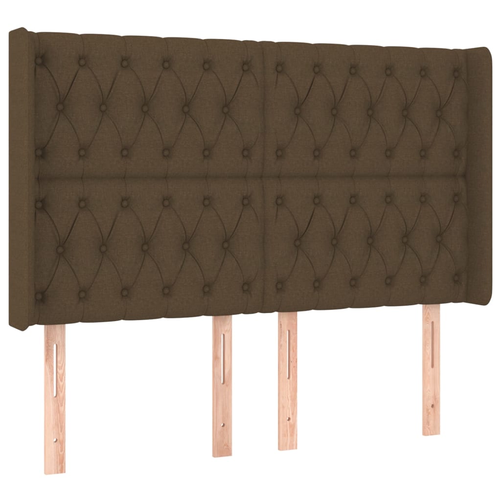sengegavl med kanter 163x16x118/128 cm stof mørkebrun