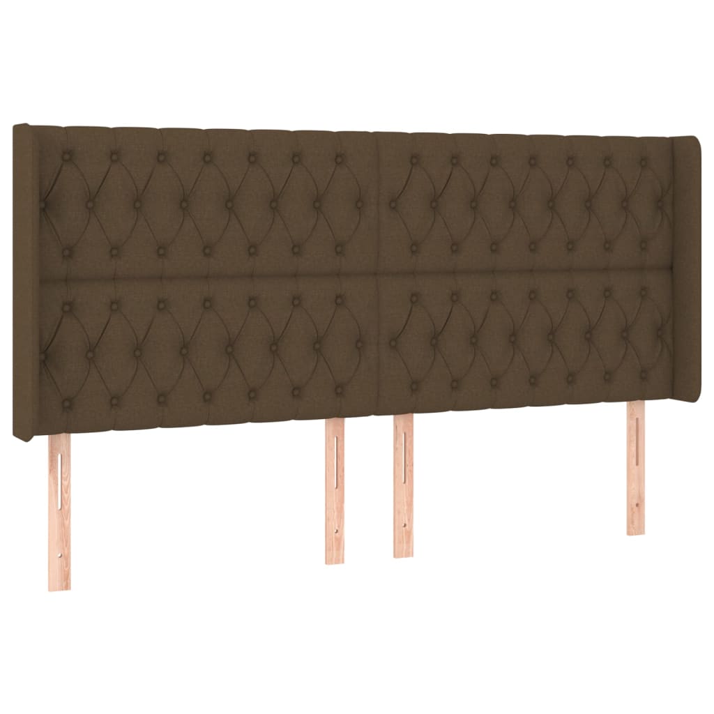 sengegavl med kanter 183x16x118/128 cm stof mørkebrun