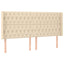 sengegavl med kanter 183x16x118/128 cm stof cremefarvet