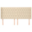 sengegavl med kanter 183x16x118/128 cm stof cremefarvet
