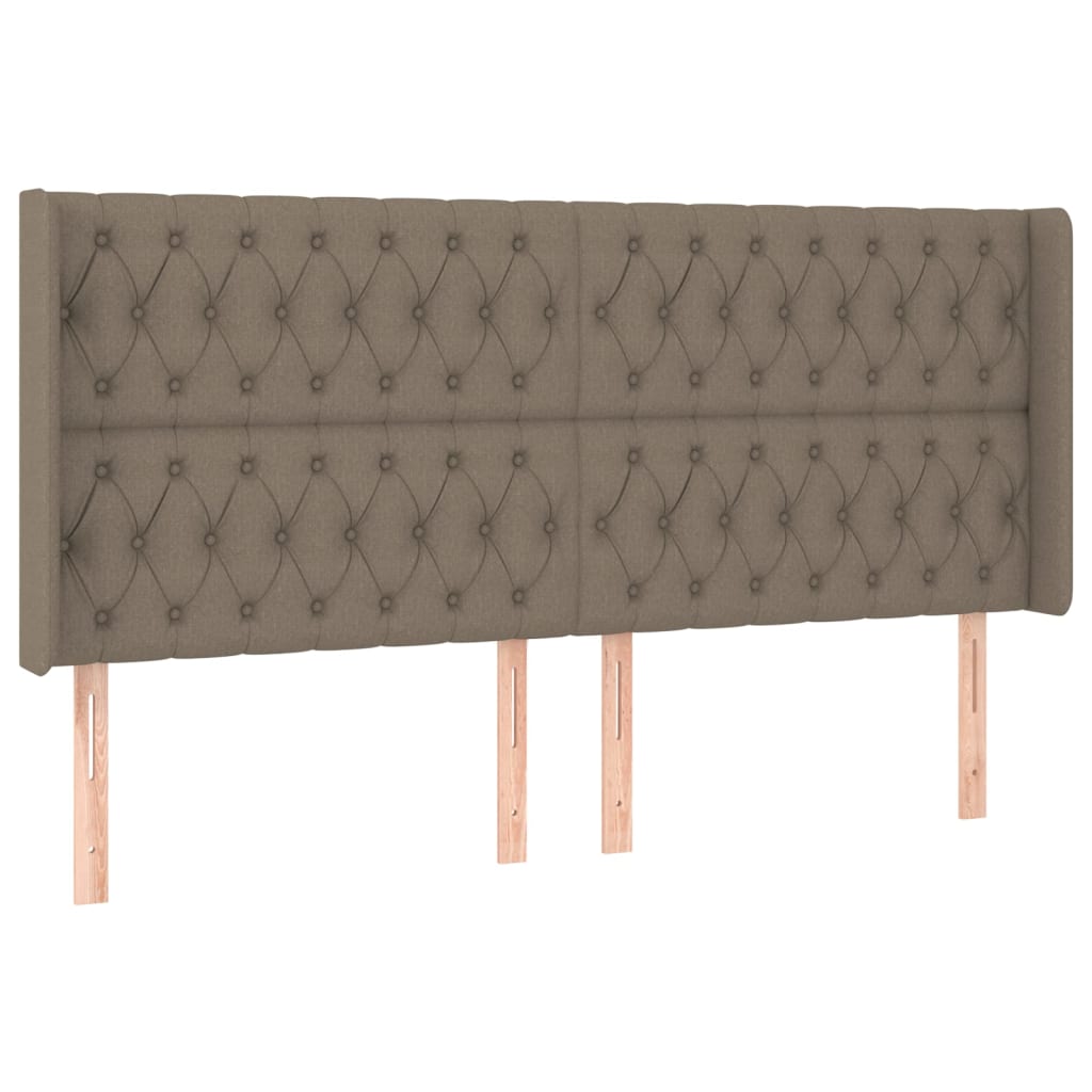 sengegavl med kanter 203x16x118/128 cm stof gråbrun