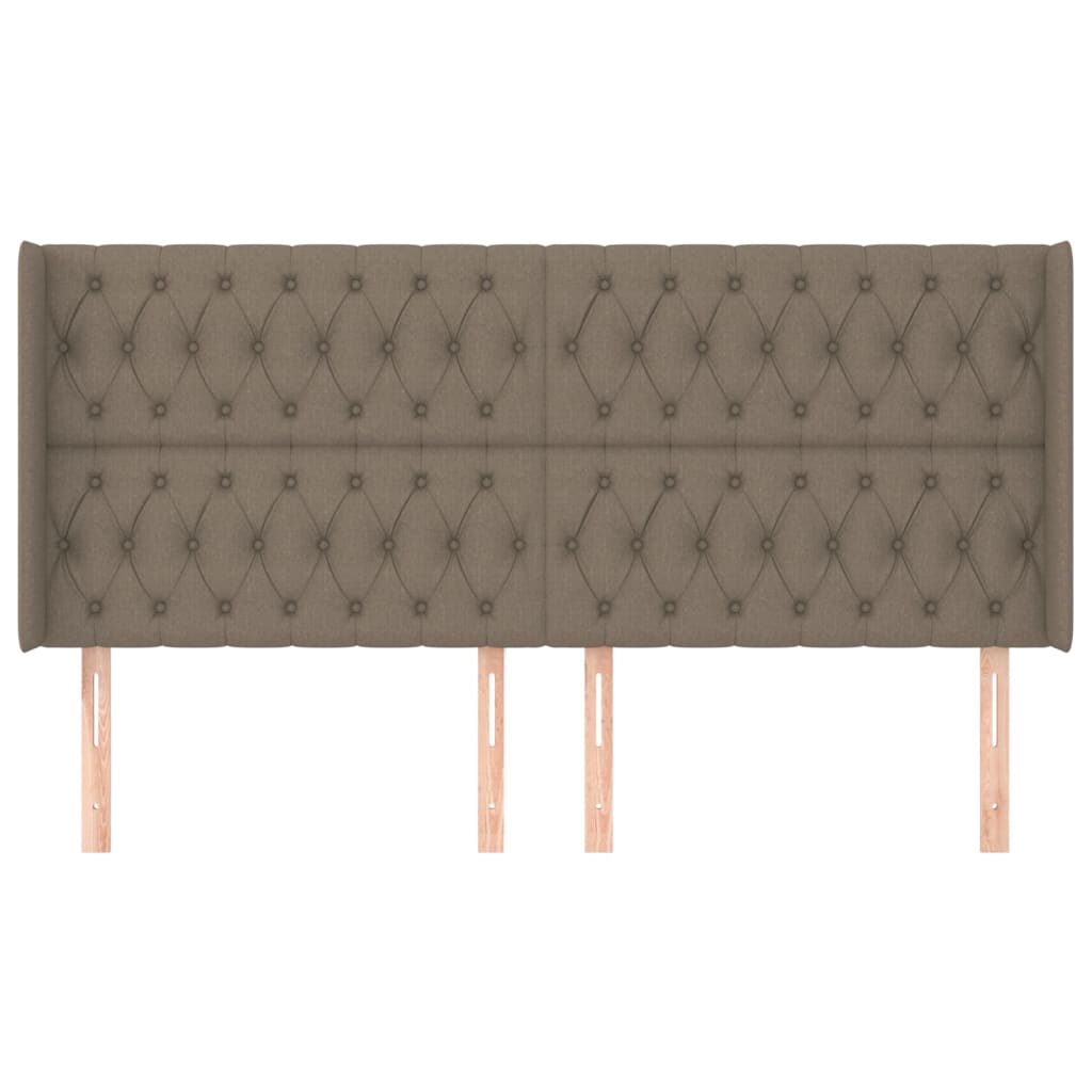 sengegavl med kanter 203x16x118/128 cm stof gråbrun