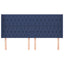 sengegavl med kanter 203x16x118/128 cm stof blå