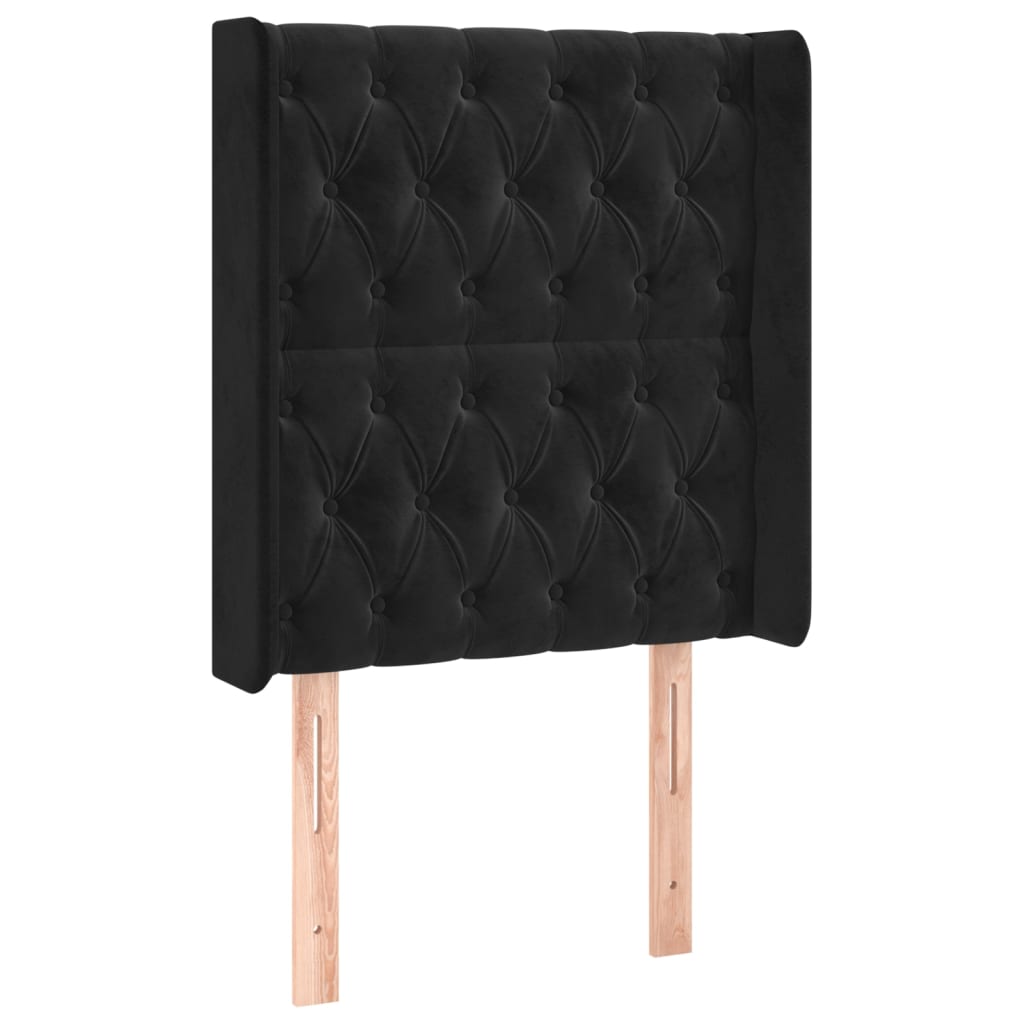 sengegavl med kanter 83x16x118/128 cm fløjl sort