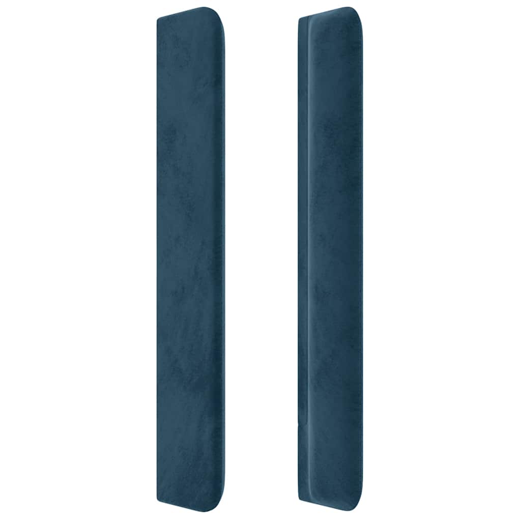 sengegavl med kanter 147x16x118/128 cm fløjl mørkeblå