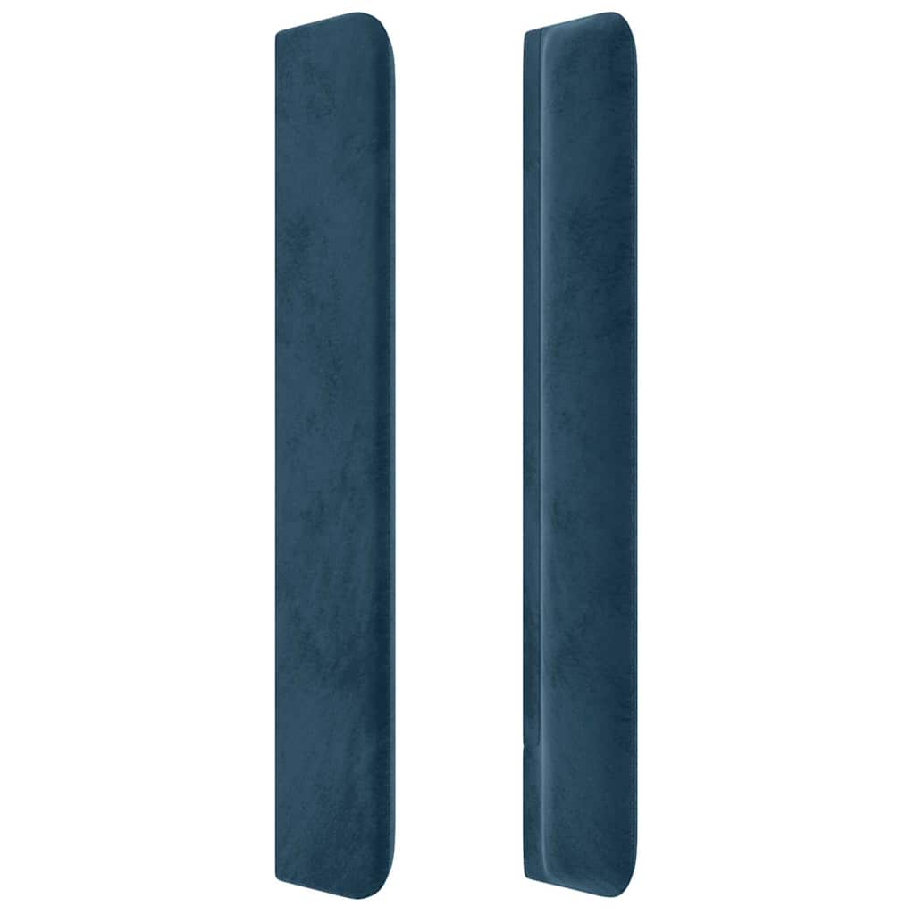 sengegavl med kanter 183x16x118/128 cm fløjl mørkeblå