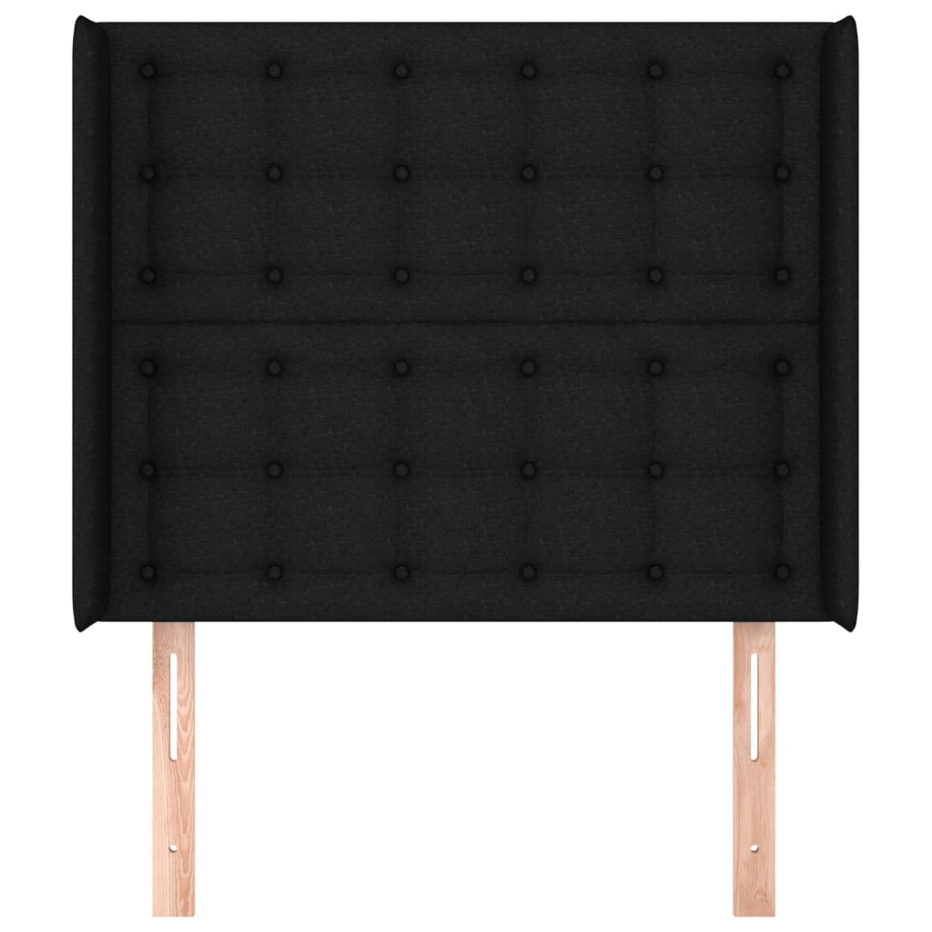 sengegavl med kanter 93x16x118/128 cm stof sort