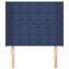 sengegavl med kanter 93x16x118/128 cm stof blå