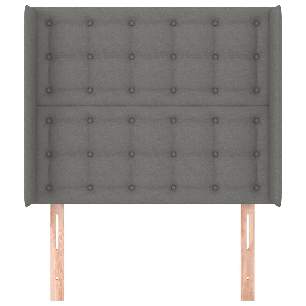 sengegavl med kanter 103x16x118/128 cm stof mørkegrå