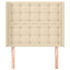 sengegavl med kanter 103x16x118/128 cm stof cremefarvet