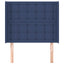 sengegavl med kanter 103x16x118/128 cm stof blå
