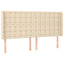 sengegavl med kanter 183x16x118/128 cm stof cremefarvet