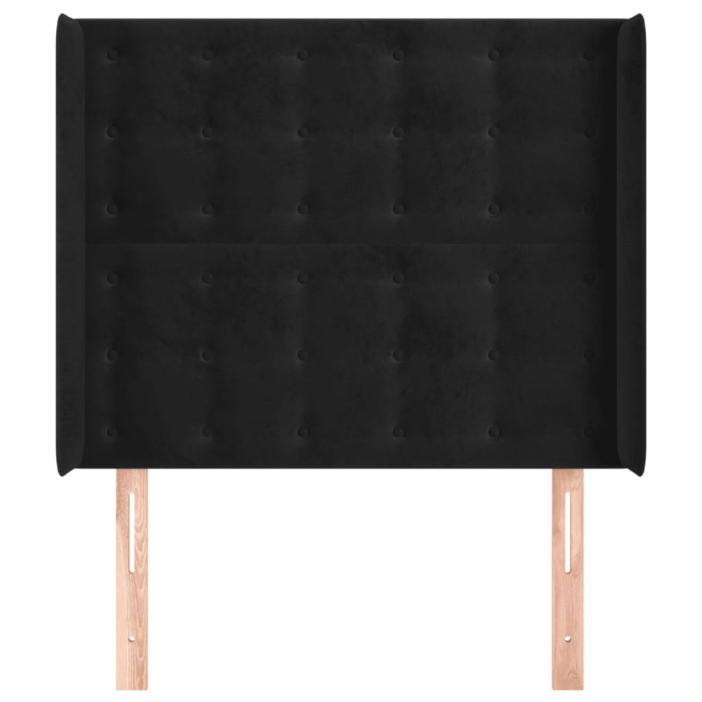 sengegavl med kanter 93x16x118/128 cm fløjl sort