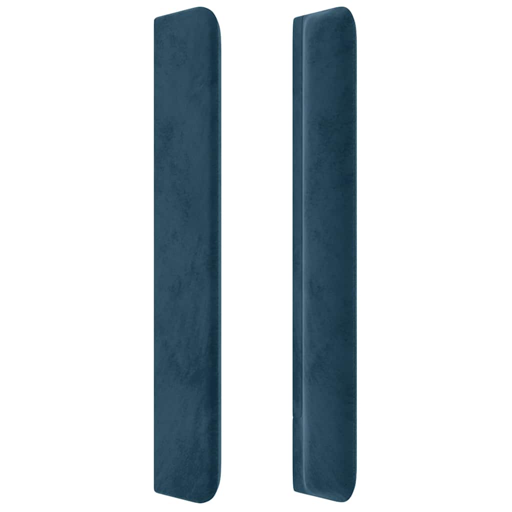 sengegavl med kanter 93x16x118/128 cm fløjl mørkeblå