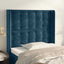 sengegavl med kanter 93x16x118/128 cm fløjl mørkeblå