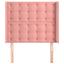 sengegavl med kanter 93x16x118/128 cm fløjl lyserød