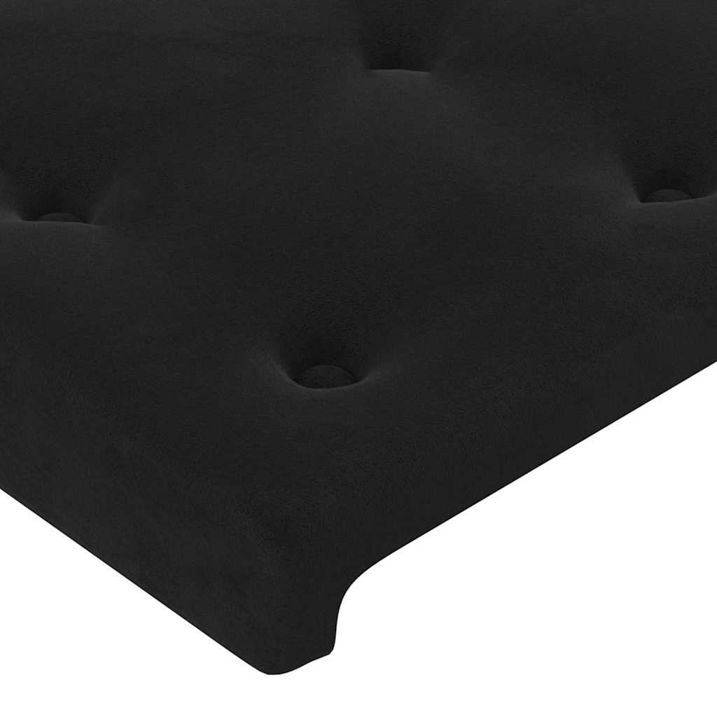 sengegavl med kanter 103x16x118/128 cm fløjl sort