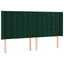 sengegavl med kanter 203x16x118/128 cm fløjl mørkegrøn