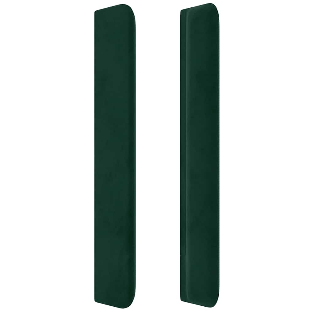 sengegavl med kanter 203x16x118/128 cm fløjl mørkegrøn